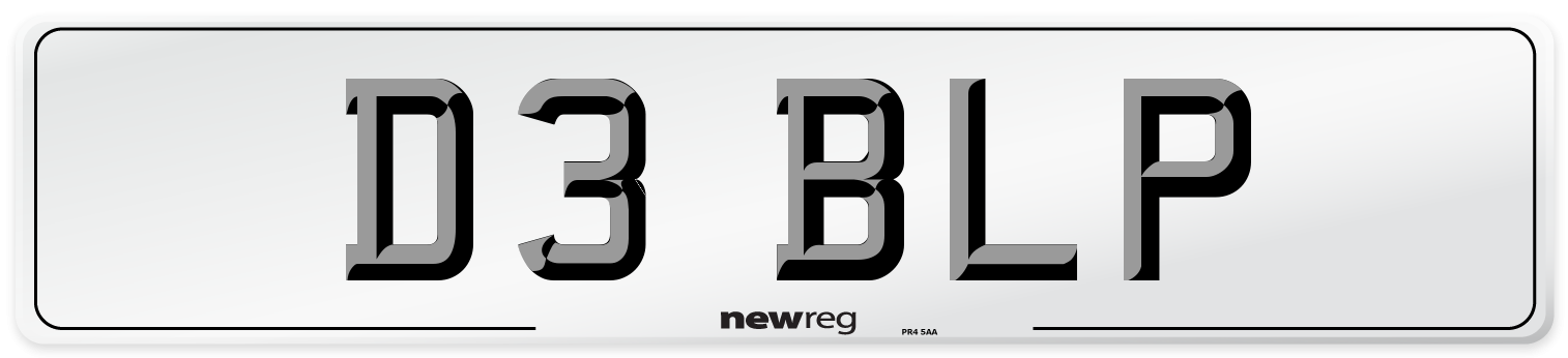D3 BLP Number Plate from New Reg